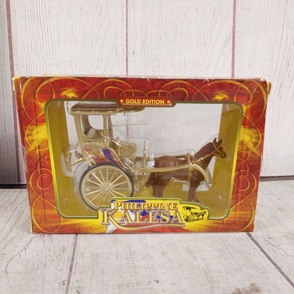 OPEN BOX - Philippine Kalesa Die-Cast Horse Drawn Carriage - GOLD EDITION 6 in